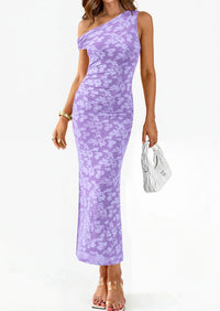 PRETTYGARDEN Womens Floral One Shoulder Maxi Dress 2026 Summer Spring Bodycon Ruched Side Slit Elegant Cocktail Party Dresses PRETTYGARDEN