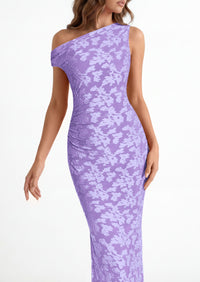 PRETTYGARDEN Womens Floral One Shoulder Maxi Dress 2026 Summer Spring Bodycon Ruched Side Slit Elegant Cocktail Party Dresses PRETTYGARDEN