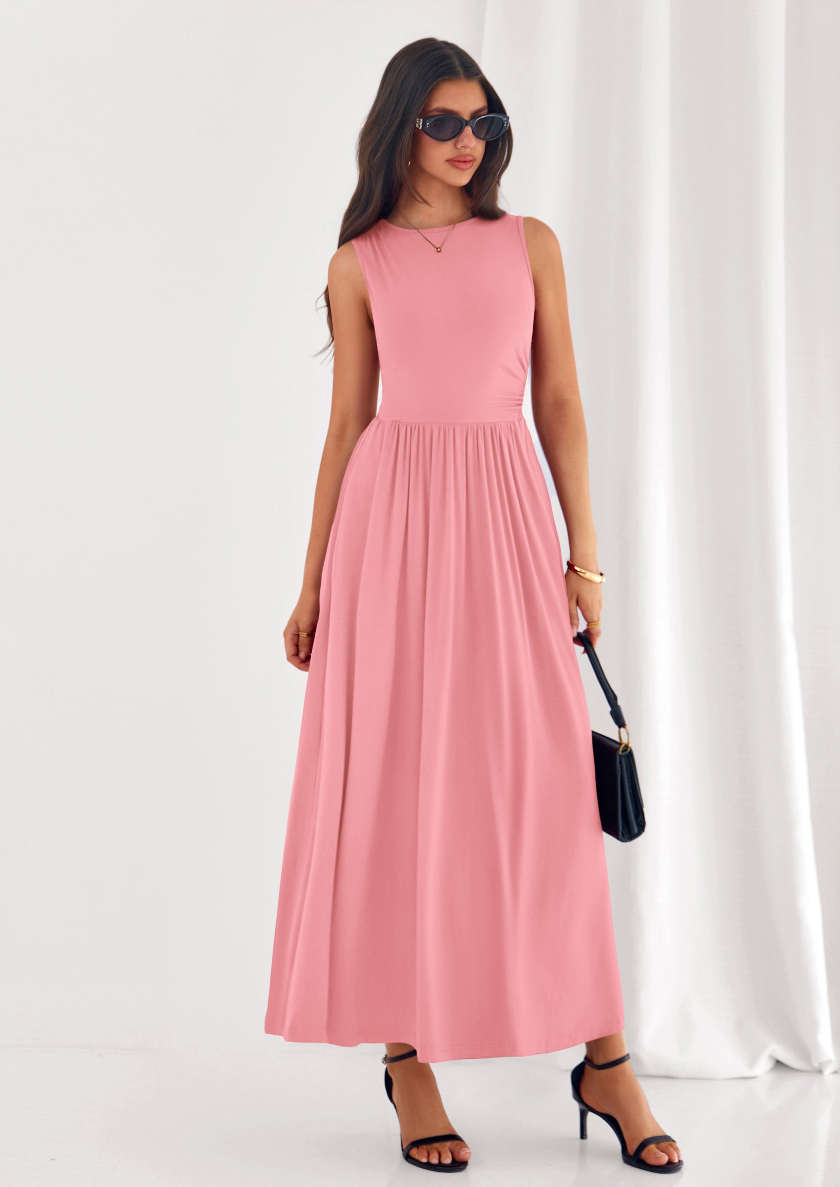 floor length casual summer dresses Linen Casual Dresses for Women 2025 Summer V Neck Short Sleeve Cotton Gauze Dresses Maxi Sundress Long Flowy Shift Dress Lightweight Vacation Beach Sundress Loose Comfy Shirt Dress Beach Cover Up at