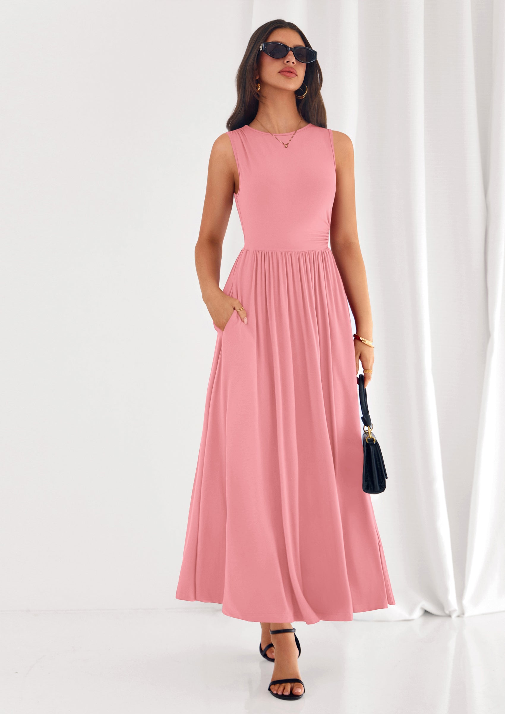 PRETTYGARDEN Summer Maxi Dresses for Women Sleeveless A Line Flowy Long Casual Sundress Wedding Guest Fashion Clothing PRETTYGARDEN