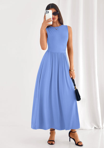 PRETTYGARDEN Summer Maxi Dresses for Women Sleeveless A Line Flowy Long Casual Sundress Wedding Guest Fashion Clothing PRETTYGARDEN