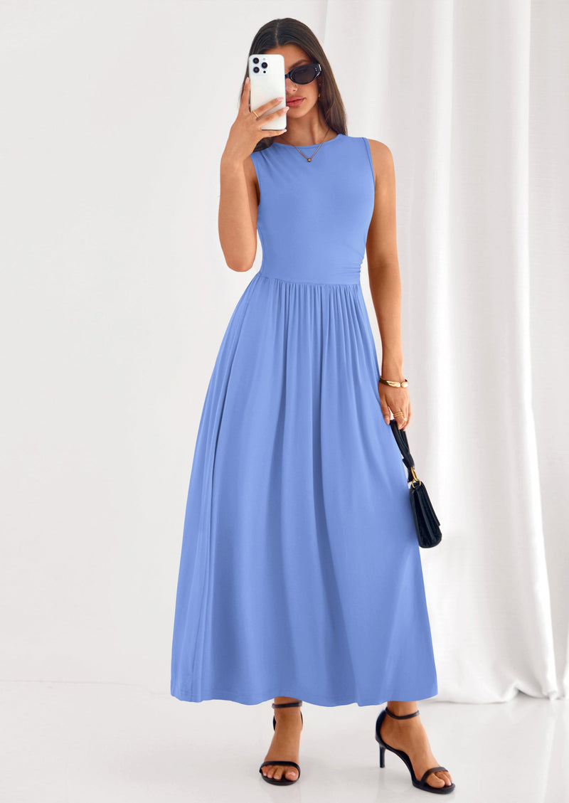 PRETTYGARDEN Summer Maxi Dresses for Women Sleeveless A Line Flowy Long Casual Sundress Wedding Guest Fashion Clothing PRETTYGARDEN