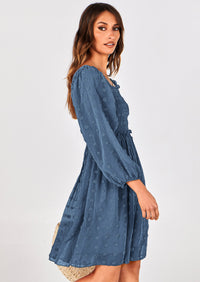 BTFBM Womens Long Sleeve Dress Vacation Square Neck Smocked Floral Swiss Dot Mini Boho Spring Wedding Guest Dresses 2026 PRETTYGARDEN