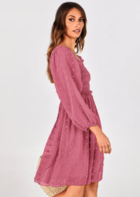 BTFBM Womens Long Sleeve Dress Vacation Square Neck Smocked Floral Swiss Dot Mini Boho Spring Wedding Guest Dresses 2026 PRETTYGARDEN