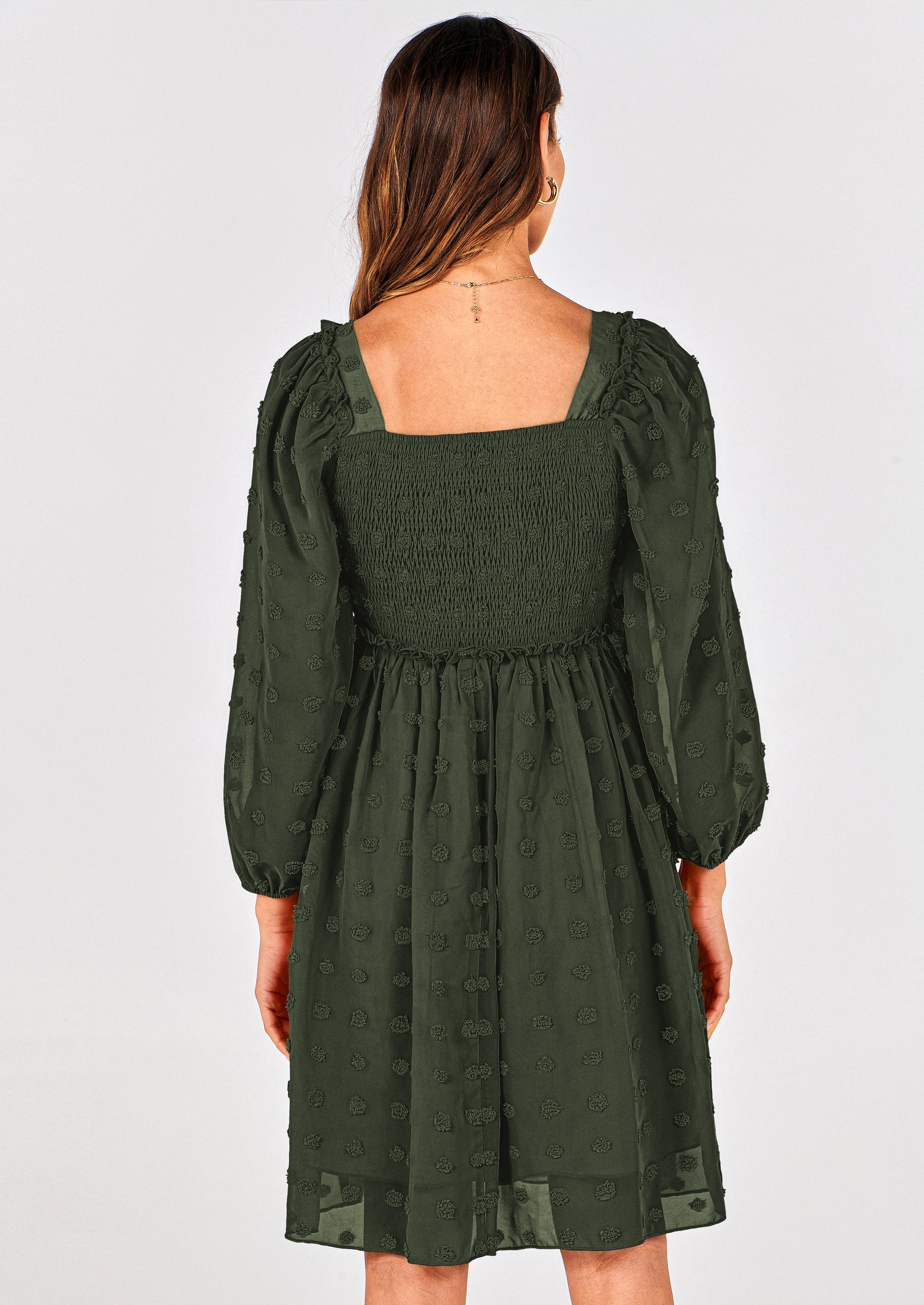 BTFBM Womens Long Sleeve Dress Vacation Square Neck Smocked Floral Swiss Dot Mini Boho Spring Wedding Guest Dresses 2026 PRETTYGARDEN