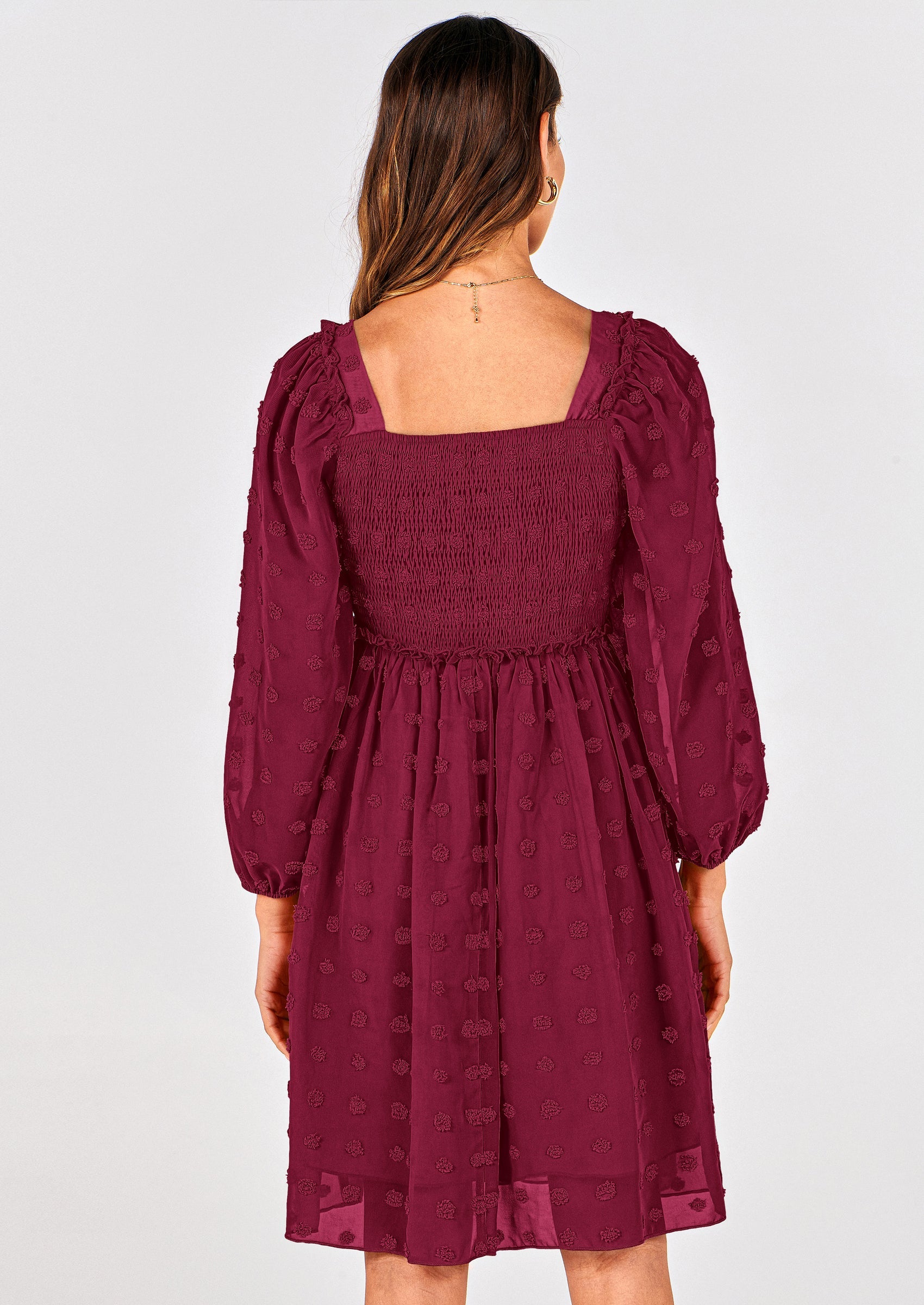 BTFBM Womens Long Sleeve Dress Vacation Square Neck Smocked Floral Swiss Dot Mini Boho Spring Wedding Guest Dresses 2026 PRETTYGARDEN