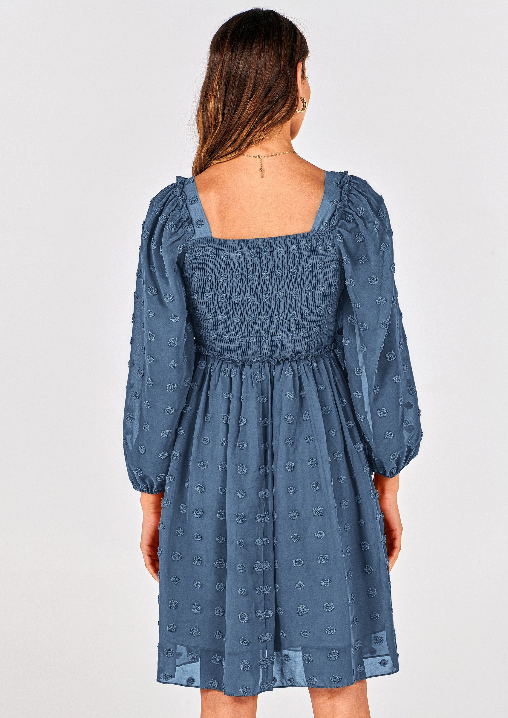 BTFBM Womens Long Sleeve Dress Vacation Square Neck Smocked Floral Swiss Dot Mini Boho Spring Wedding Guest Dresses 2026 PRETTYGARDEN