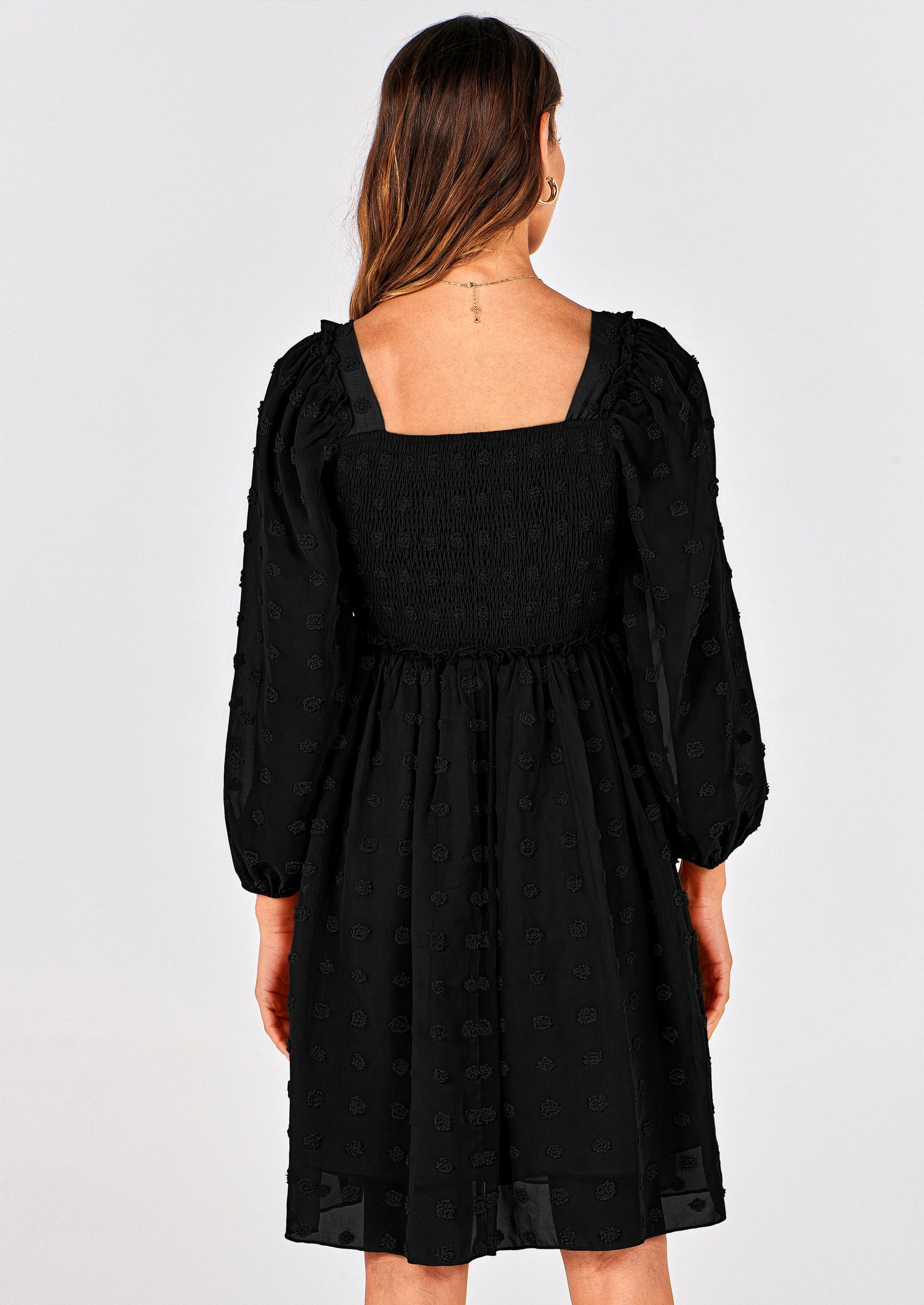 BTFBM Womens Long Sleeve Dress Vacation Square Neck Smocked Floral Swiss Dot Mini Boho Spring Wedding Guest Dresses 2026 PRETTYGARDEN