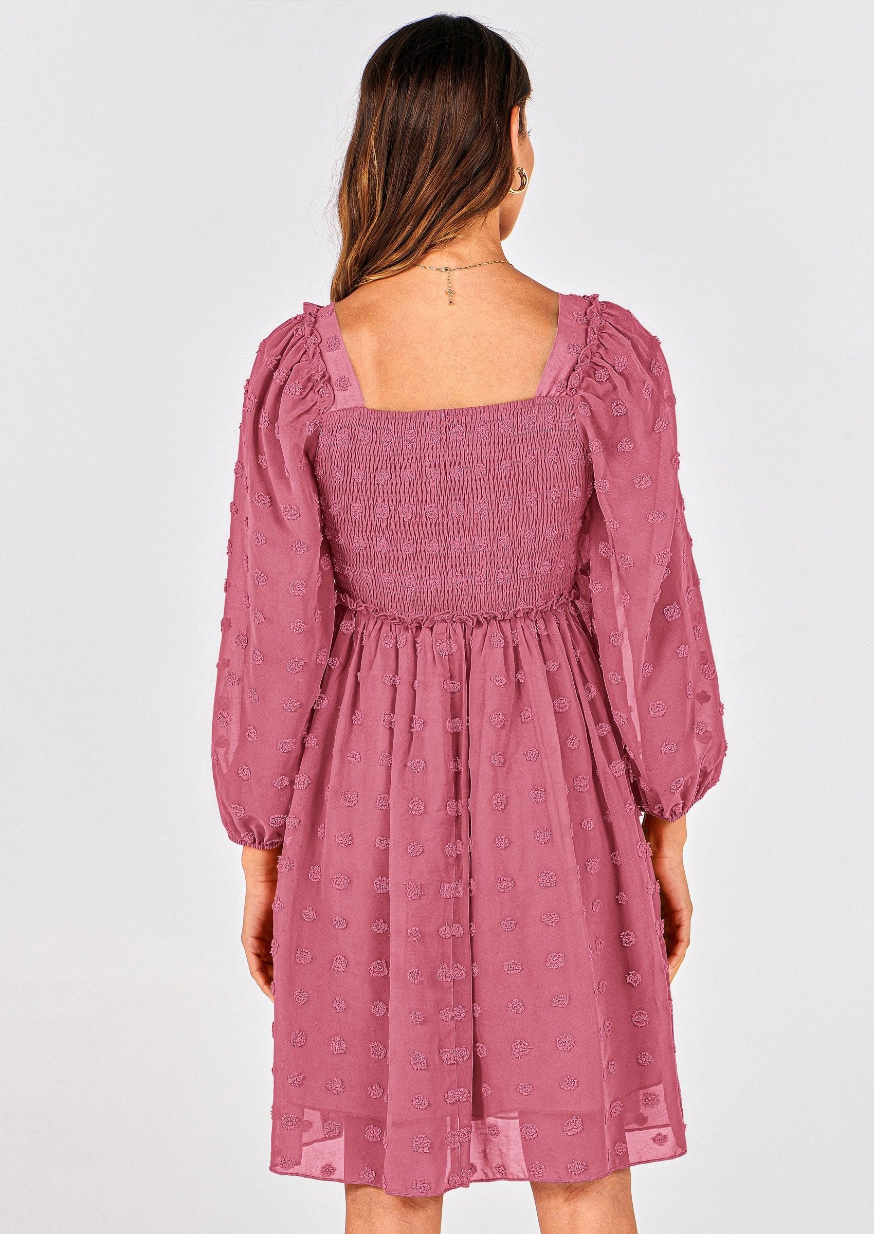 BTFBM Womens Long Sleeve Dress Vacation Square Neck Smocked Floral Swiss Dot Mini Boho Spring Wedding Guest Dresses 2026 PRETTYGARDEN