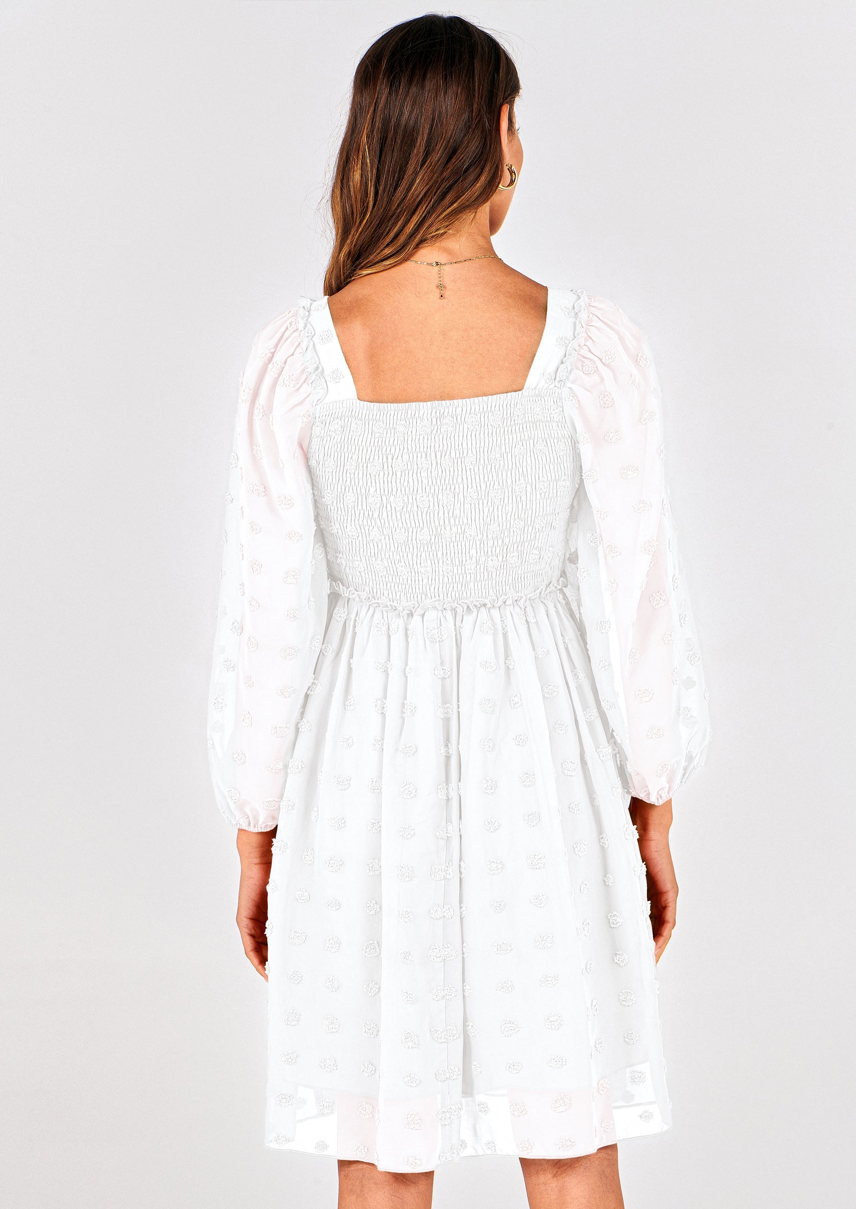 BTFBM Womens Long Sleeve Dress Vacation Square Neck Smocked Floral Swiss Dot Mini Boho Spring Wedding Guest Dresses 2026 PRETTYGARDEN