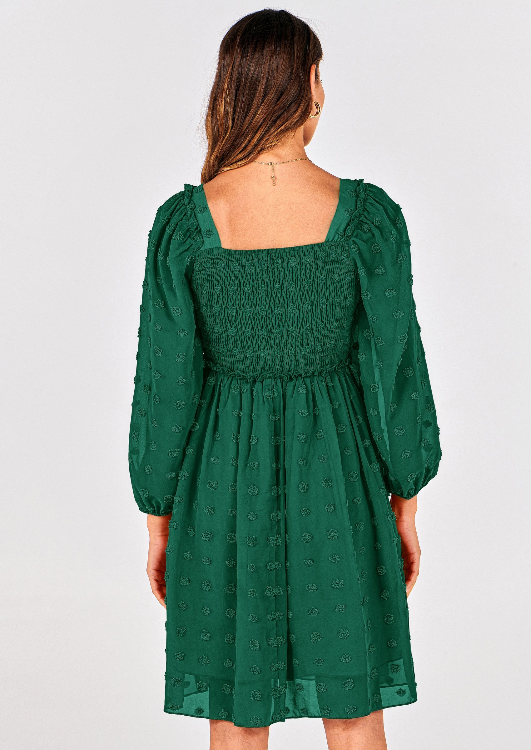 BTFBM Womens Long Sleeve Dress Vacation Square Neck Smocked Floral Swiss Dot Mini Boho Spring Wedding Guest Dresses 2026 PRETTYGARDEN