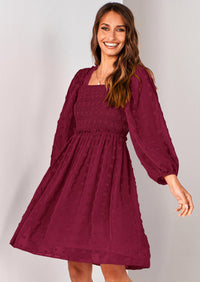 BTFBM Womens Long Sleeve Dress Vacation Square Neck Smocked Floral Swiss Dot Mini Boho Spring Wedding Guest Dresses 2026 PRETTYGARDEN