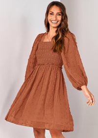 BTFBM Womens Long Sleeve Dress Vacation Square Neck Smocked Floral Swiss Dot Mini Boho Spring Wedding Guest Dresses 2026 PRETTYGARDEN