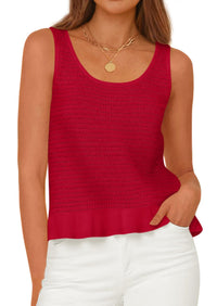 PRETTYGARDEN Womens Spring Crochet Tops Summer Sleeveless Scoop Neck Boho Sweater Tank Top Cute Beach Vacation Clothes PRETTYGARDEN