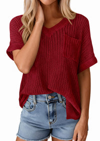 PRETTYGARDEN Women's Spring Short Sleeve Sweaters Lightweight V Neck Casual Going Out Summer T PRETTYGARDEN