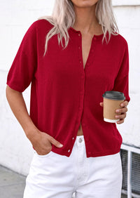 PRETTYGARDEN Women Spring Short Sleeve Cardigan Sweaters Button Down Knit Shirt Blouse Dressy Casual Tops Summer Outfits PRETTYGARDEN