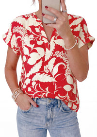 PRETTYGARDEN Womens Floral Print Short Sleeve Summer Tops Trendy V Neck Loose Boho Shirts Casual Work Blouses PRETTYGARDEN