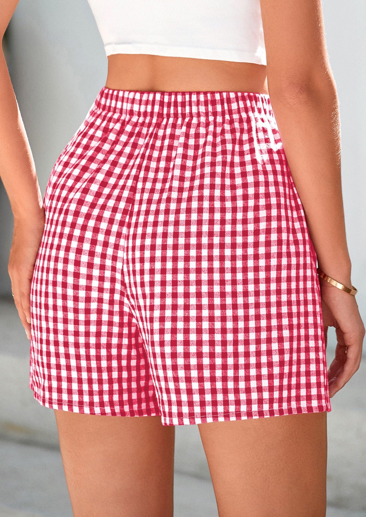 Womens Boxer Shorts 2025 Summer Casual Lounge Sleep Gingham Pajama Y2K Plaid Short Pants with Pockets