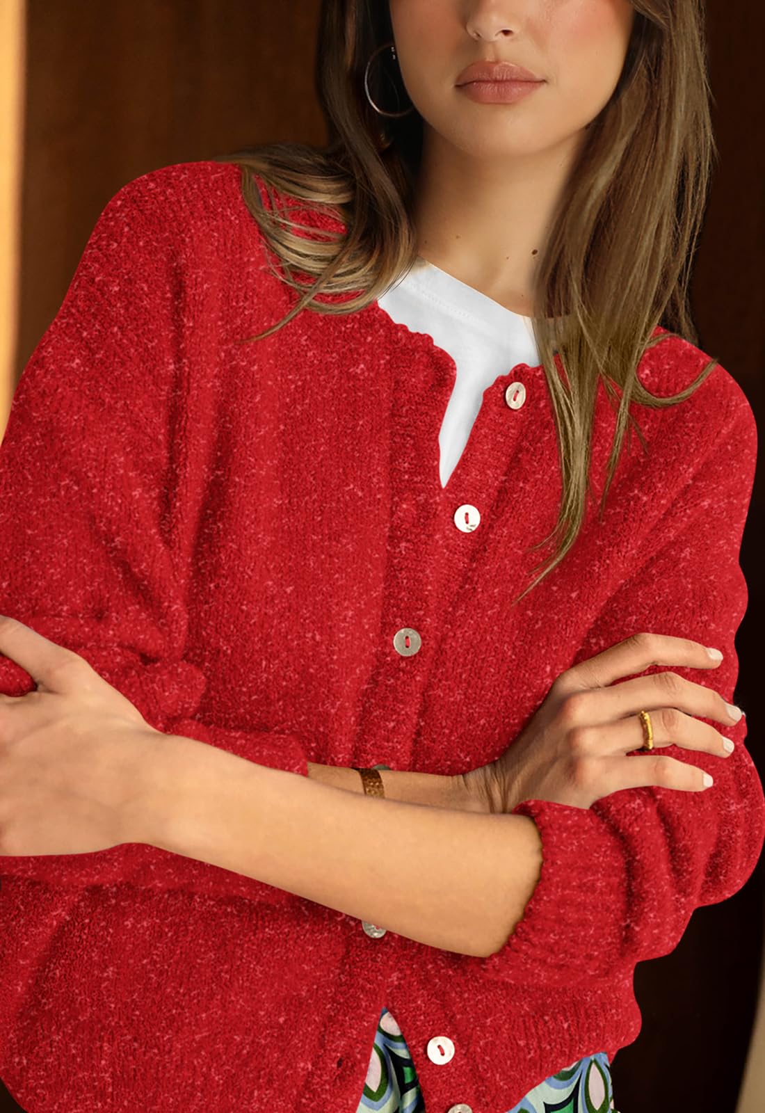 PRETTYGARDEN Long Sleeve Crewneck Button Down Womens Sweaters Fall Open Front Chunky Cardigan Sweaters for Women PRETTYGARDEN