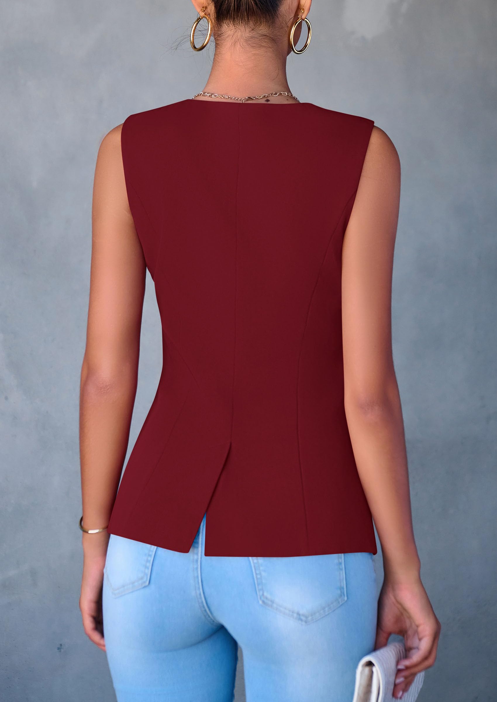 PRETTYGARDEN Women's Suit Vest Tops Summer Dressy Casual Business Button Sleeveless Trendy Fashion Blazer Waistcoat