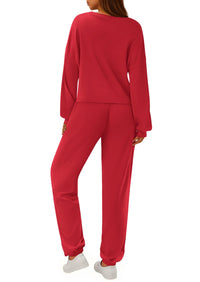 PRETTYGARDEN Women's Two Piece Outfits Lounge Sets Long Sleeve Pullover Tops Sweatpants Fall Fashion Matching Clothing