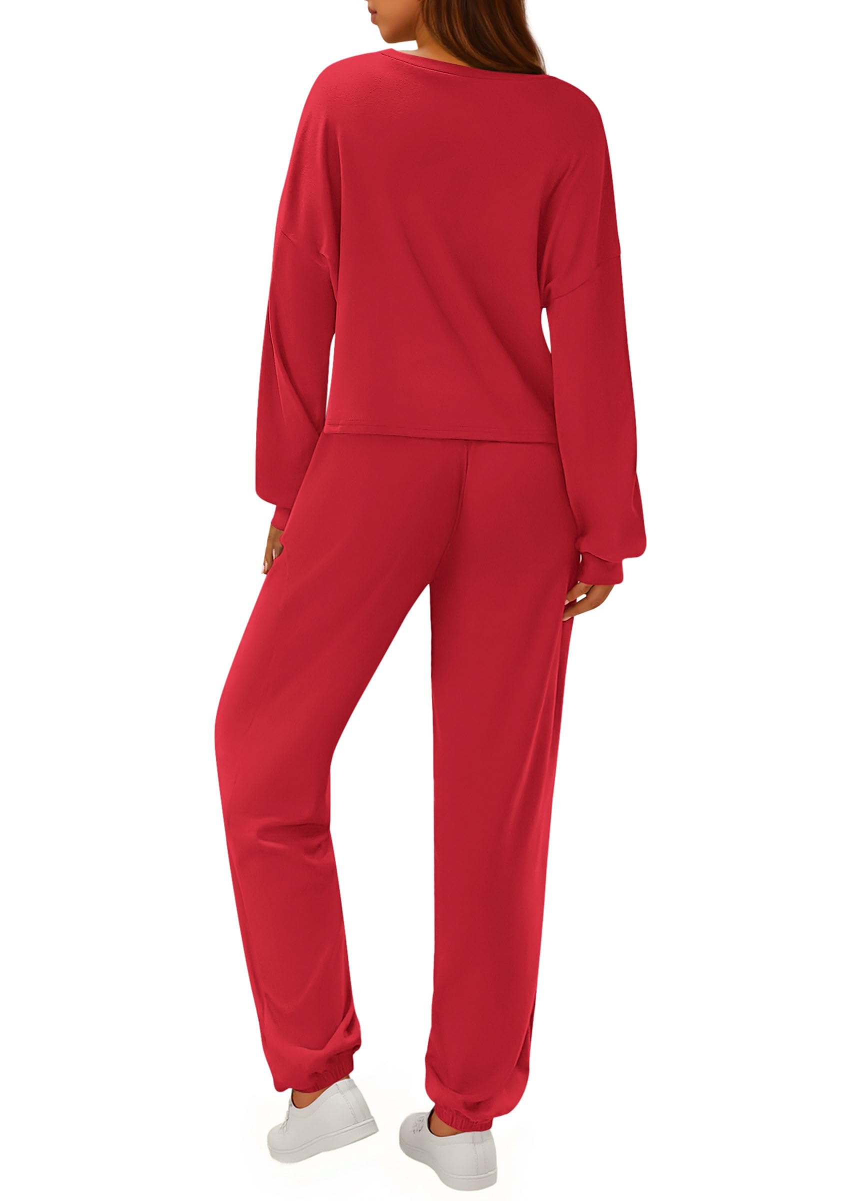 PRETTYGARDEN Women's Two Piece Outfits Lounge Sets Long Sleeve Pullover Tops Sweatpants Fall Fashion Matching Clothing