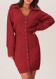 Womens Fall Sweater Dress Long Sleeve V Neck Button Down Knit Pullover Winter Dresses