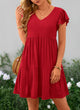 Summer Casual Cap Sleeve V Neck Tiered Ruffle Swing A Line Dresses