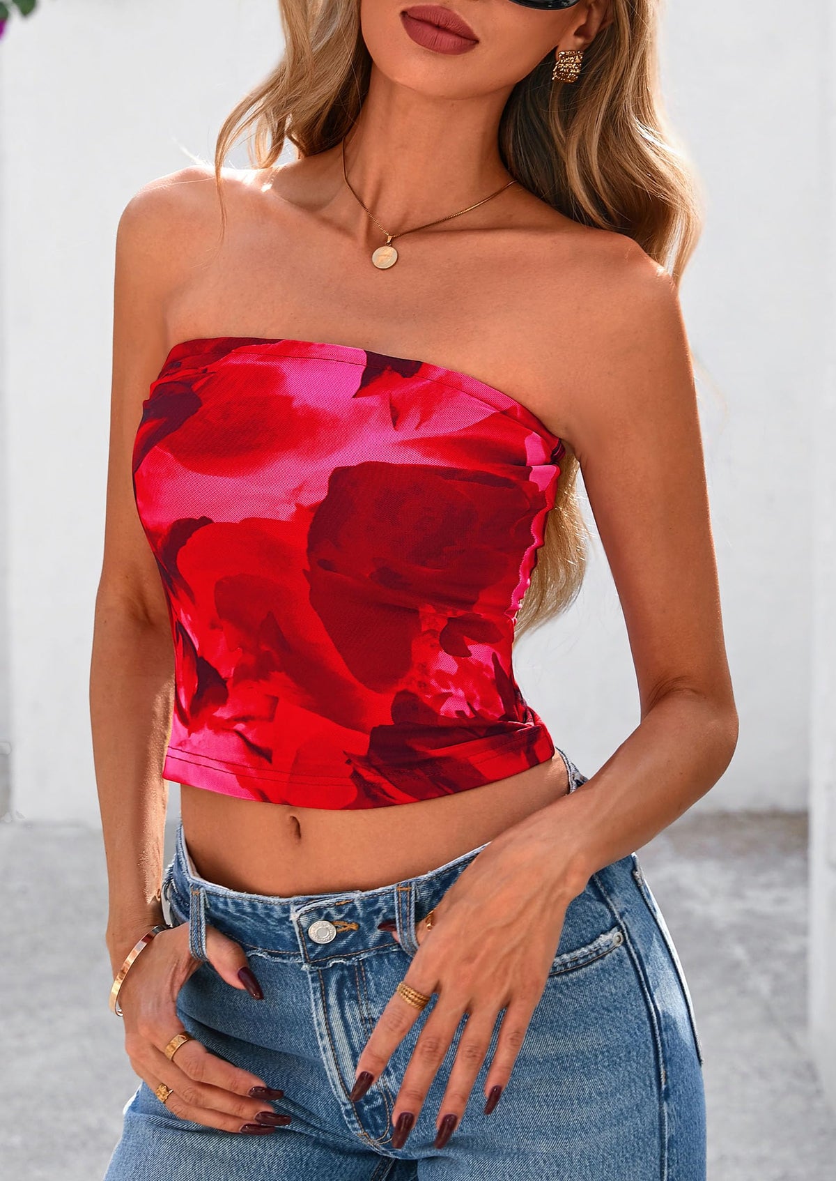 Strapless Tube Tops for Women 2025 Summer Mesh Floral Y2K Bandeau Cute Crop Top Trendy Going Out Outfits