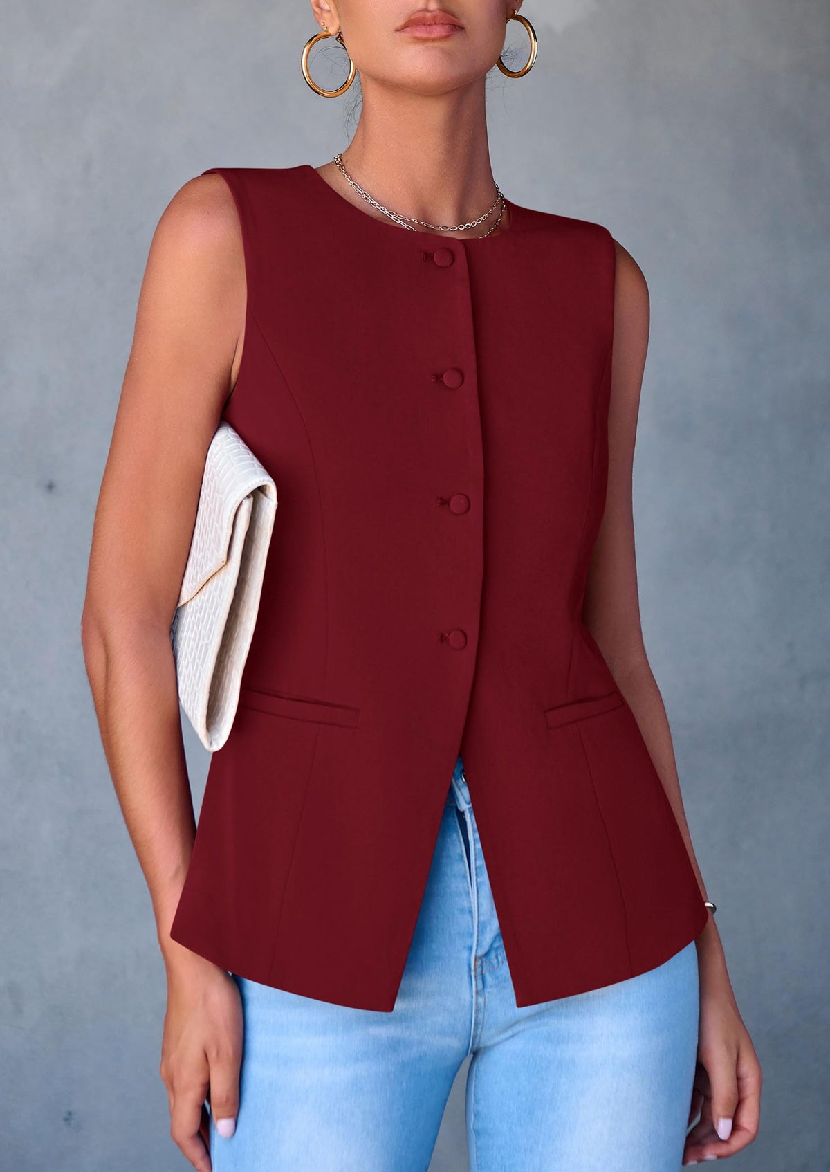 Women's Summer Suit Vest Tops 2025 Dressy Business Casual Sleeveless Button Down Trendy Fashion Blazer Waistcoat