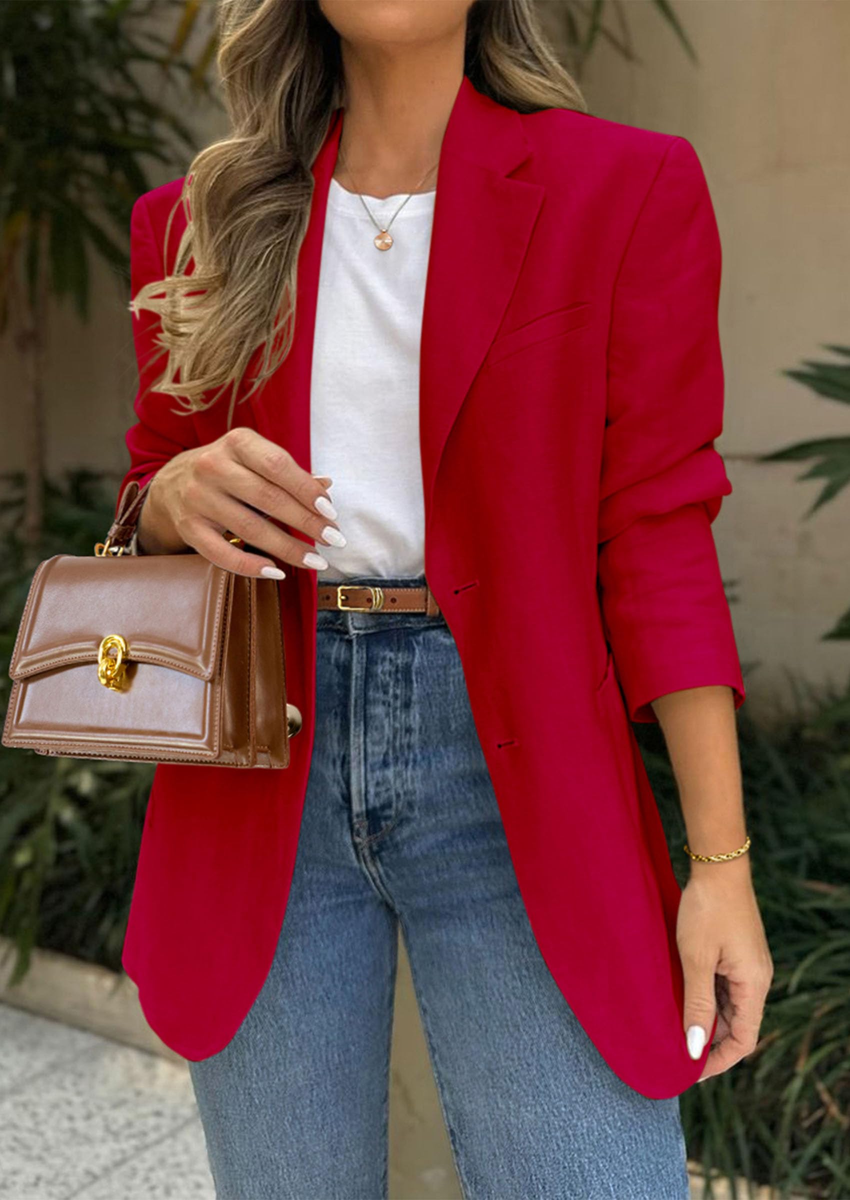 PRETTYGARDEN Blazers for Women Business Casual Long Sleeve Lapel Open Front Suit Jacket Work Blazer with Pockets