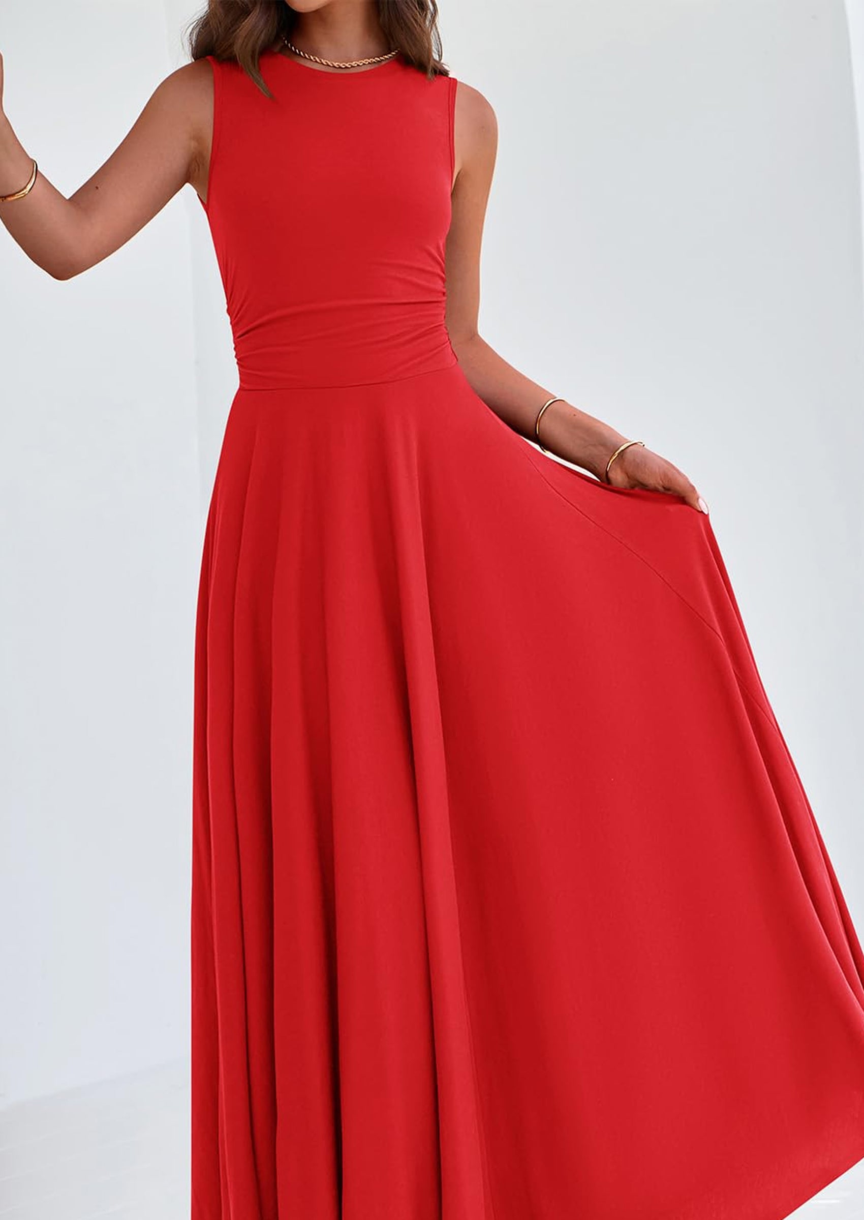 PRETTYGARDEN Womens Spring Dresses Casual Sleeveless Crewneck Aline Maxi Dress Stretch Tank Flowy Long Dresses