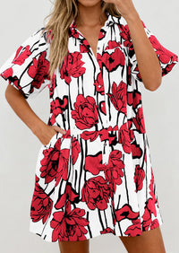 PRETTYGARDEN Womens Summer Dresses 2026 Casual Puff Sleeve Button Down Mini Shirt Dress Boho Floral Babydoll Sun Dress PRETTYGARDEN