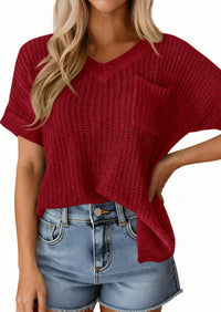 PRETTYGARDEN Women's Spring Short Sleeve Sweaters Lightweight V Neck Casual Going Out Summer T PRETTYGARDEN