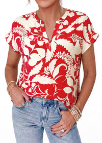 PRETTYGARDEN Womens Floral Print Short Sleeve Summer Tops Trendy V Neck Loose Boho Shirts Casual Work Blouses PRETTYGARDEN