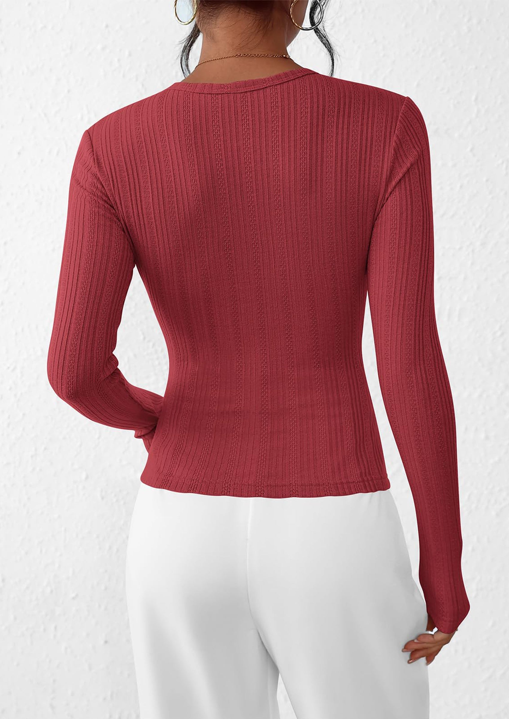 PRETTYGARDEN Crew Neck Long Sleeve Cute Going Out Tops for Women Casual Basic Slim Fit Womens Pullover Shirts PRETTYGARDEN