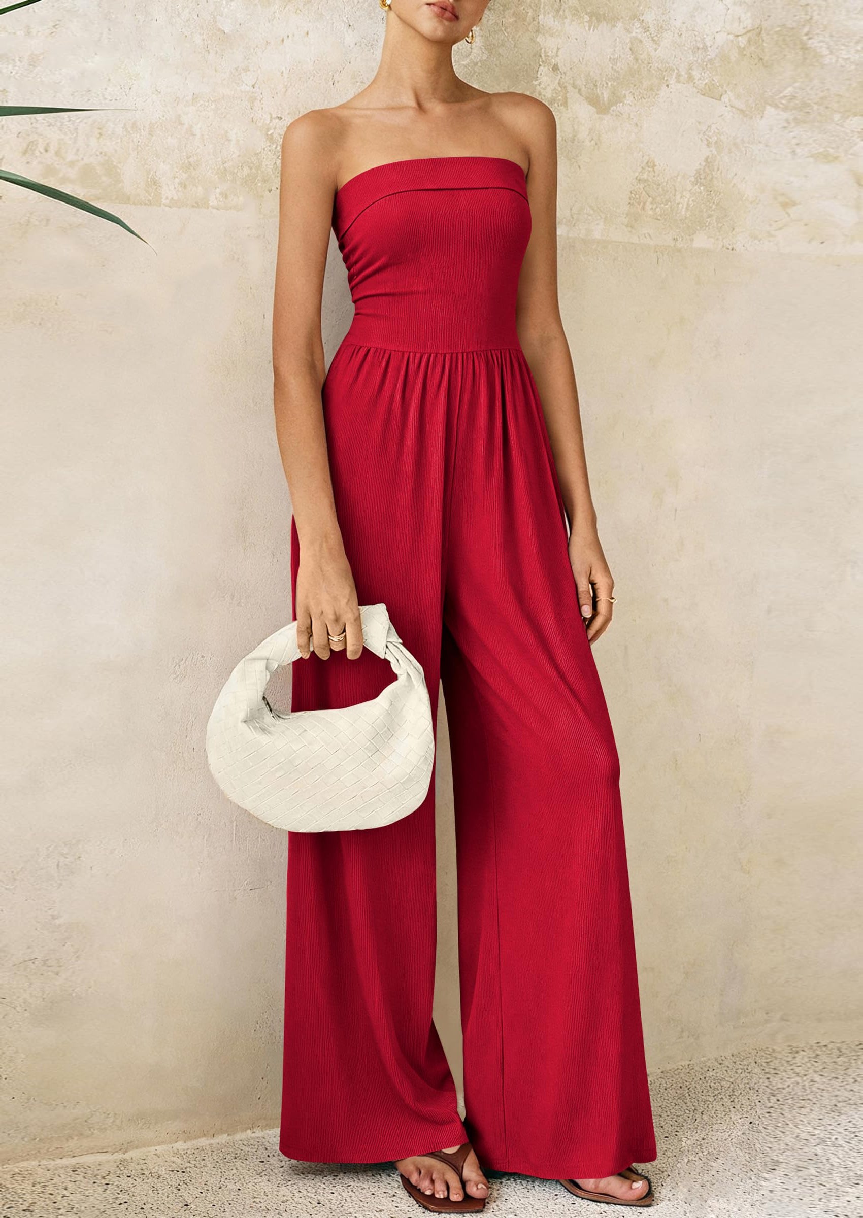 PRETTYGARDEN Tube Jumpsuits for Women Dressy Casual Off Shoulder Wide Leg Rompers Jumper One Piece Vacation Summer Outfits PRETTYGARDEN