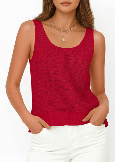 PRETTYGARDEN Womens Spring Crochet Tops Summer Sleeveless Scoop Neck Boho Sweater Tank Top Cute Beach Vacation Clothes PRETTYGARDEN