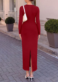 PRETTYGARDEN Women's Long Sleeve Ruched Bodycon Wedding Guest Maxi Dresses  Deep V Neck, Wrap Draped Dress, Slim Fit, Stretchy, Formal Maxi Dress 2026, Elegant Cocktail Party, Holiday Outfits