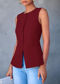 Women's Summer Suit Vest Tops 2025 Dressy Business Casual Sleeveless Button Down Trendy Fashion Blazer Waistcoat