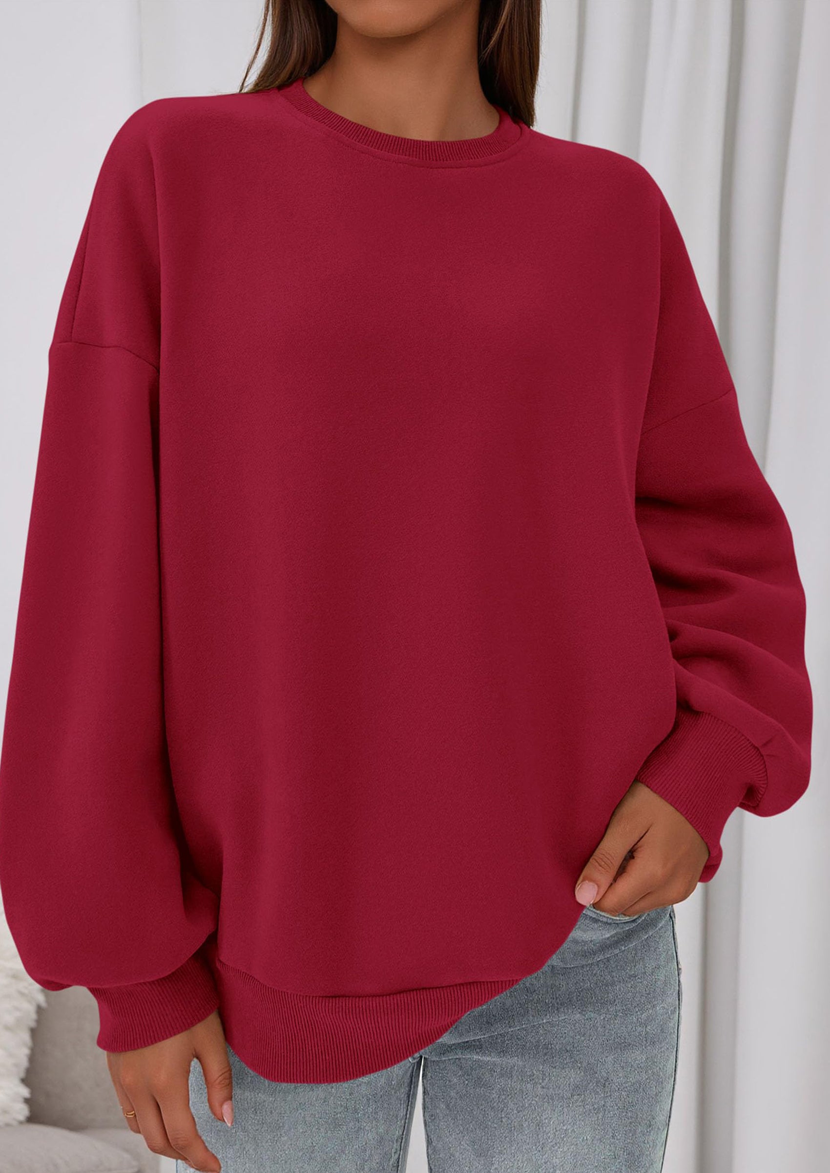 PRETTYGARDEN Sweatshirts for Women Oversized Crewneck Fleece Pullover Long Sleeve Tops Comfy Fall Winter Fashion Outfits