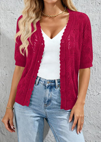 PRETTYGARDEN Short Sleeve Crochet Knit Summer Cardigans for Women Lightweight Button Down Hollow Out Sweater Beach Cover Up PRETTYGARDEN