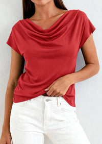 PRETTYGARDEN Blouses for Women Dressy Casual 2026 Summer Cowl Neck Short Sleeve Tops Spring Work Office Teacher Shirts PRETTYGARDEN