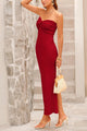 Summer Bodycon Long Dresses Strapless Tube Twist Knot Front Ribbed Knit Elegant Maxi Dress With Slit