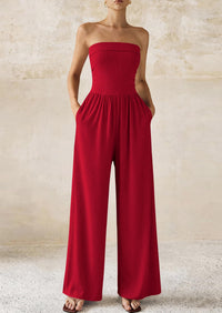 PRETTYGARDEN Tube Jumpsuits for Women Dressy Casual Off Shoulder Wide Leg Rompers Jumper One Piece Vacation Summer Outfits PRETTYGARDEN