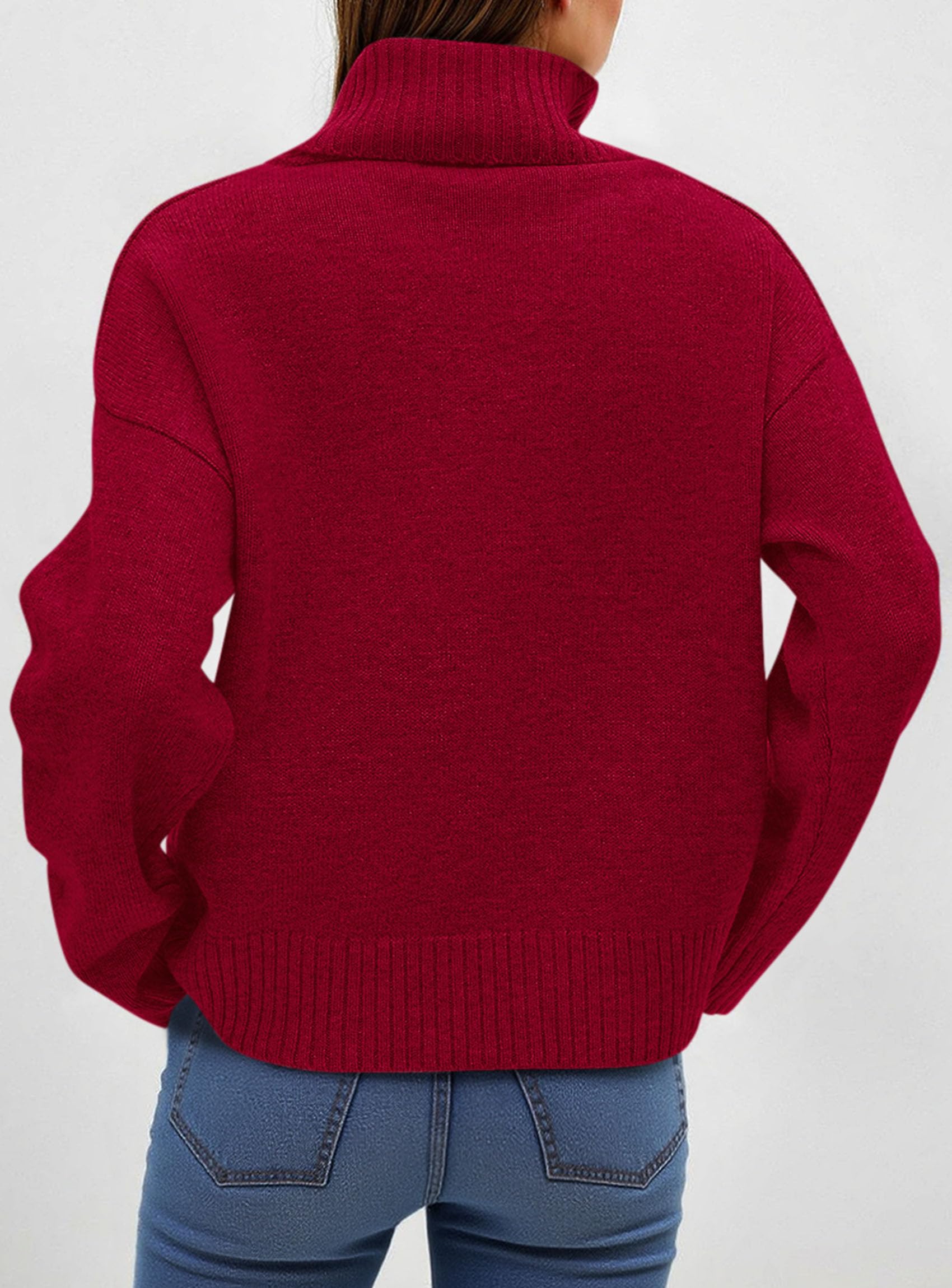 PRETTYGARDEN Womens Turtleneck Long Sleeve Sweater Fall Trendy Loose Fit Casual Tops Chunky Knit Pullover Sweaters