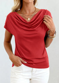 PRETTYGARDEN Blouses for Women Dressy Casual 2026 Summer Cowl Neck Short Sleeve Tops Spring Work Office Teacher Shirts PRETTYGARDEN