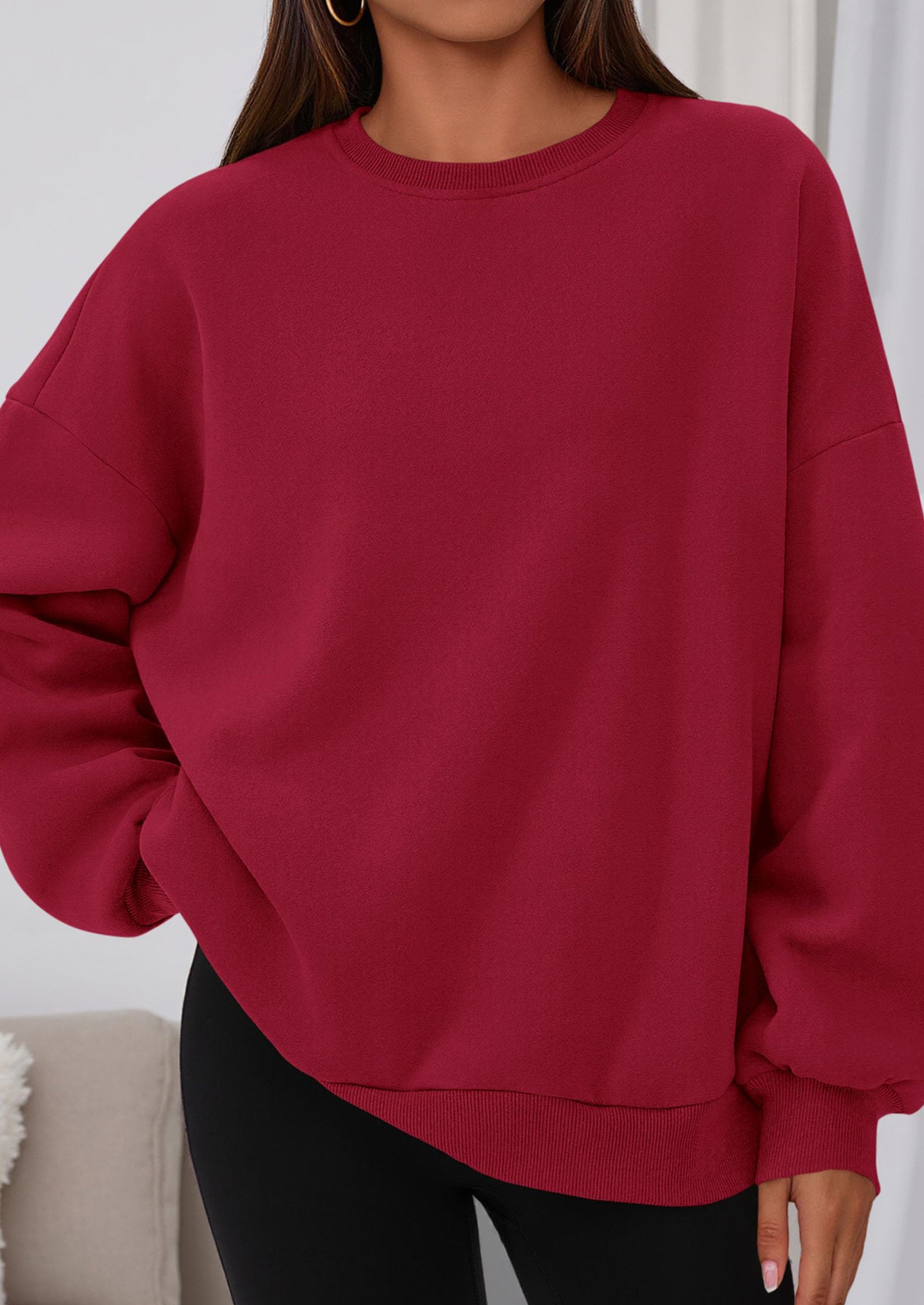 PRETTYGARDEN Sweatshirts for Women Oversized Crewneck Fleece Pullover Long Sleeve Tops Comfy Fall Winter Fashion Outfits