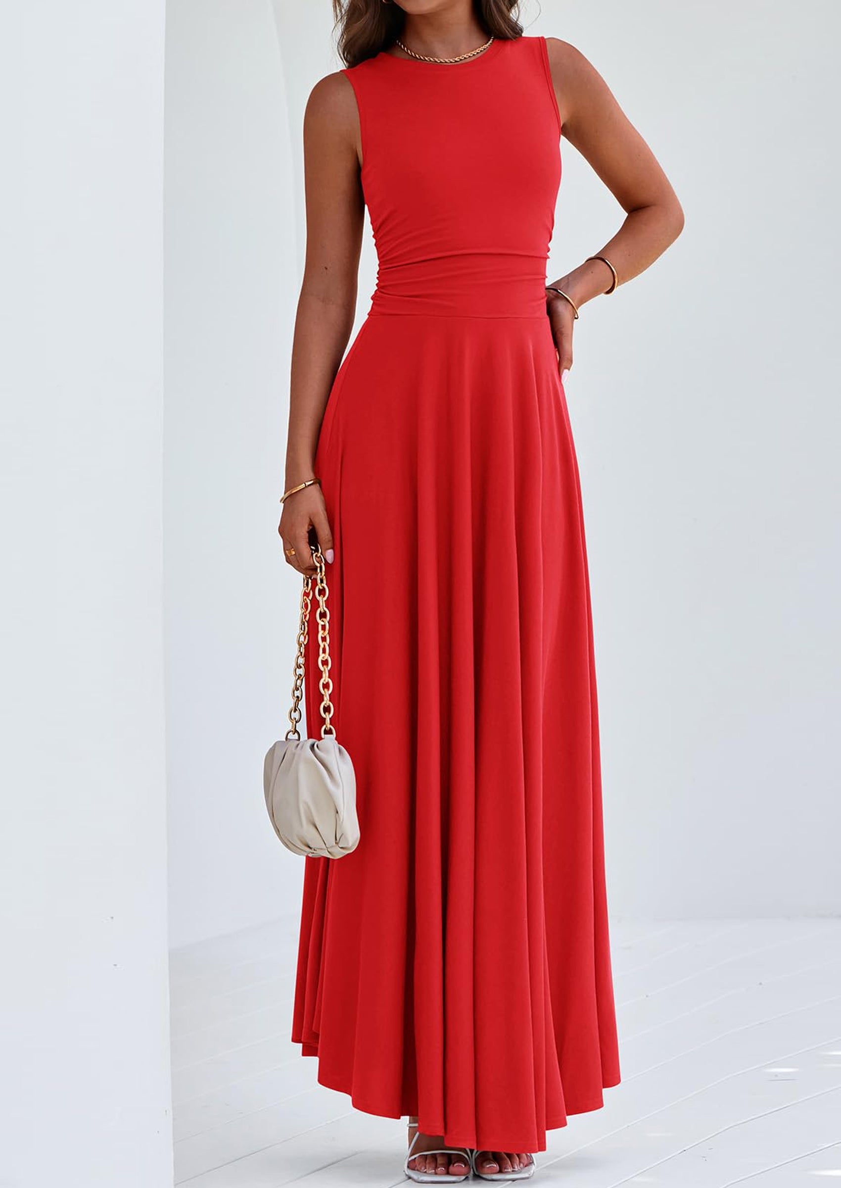 PRETTYGARDEN Womens Spring Dresses Casual Sleeveless Crewneck Aline Maxi Dress Stretch Tank Flowy Long Dresses