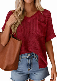 PRETTYGARDEN Women's Spring Short Sleeve Sweaters Lightweight V Neck Casual Going Out Summer T PRETTYGARDEN